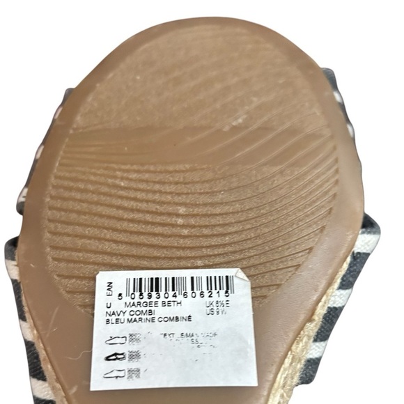 NWOT CLARKS Women's Margee Beth Stripe Navy White Marine Wedge Sandal, Size 9W - Picture 10 of 12